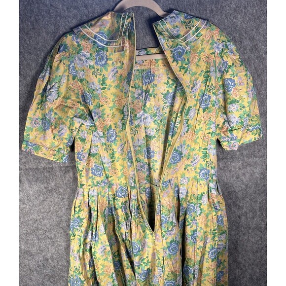 Vintage Laura Ashley Floral Maxi Dress Sailor Collar Prairie 80s - Picture 8 of 12